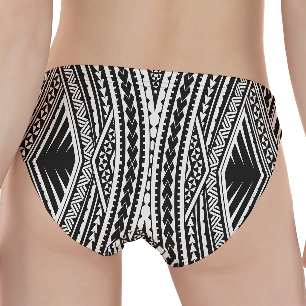 Black And White Maori Tattoo Print Women's Panties