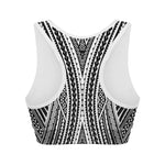 Black And White Maori Tattoo Print Women's Sports Bra