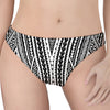 Black And White Maori Tattoo Print Women's Thong