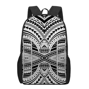 Black And White Maori Tribal Print 17 Inch Backpack