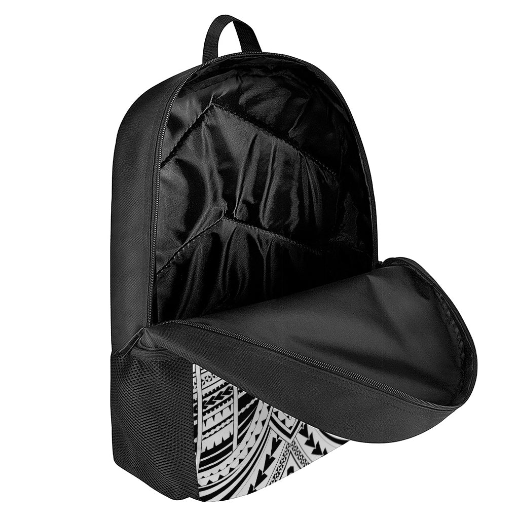 Black And White Maori Tribal Print 17 Inch Backpack