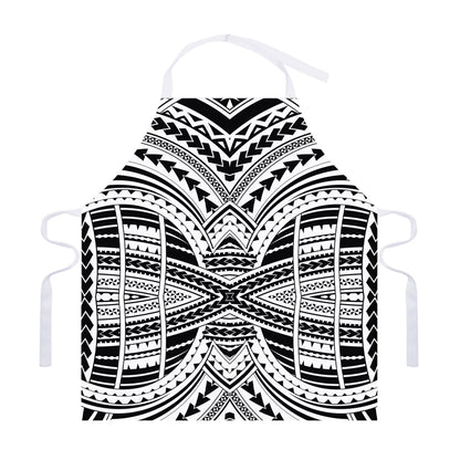 Black And White Maori Tribal Print Adjustable Apron