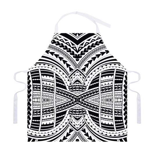 Black And White Maori Tribal Print Adjustable Apron