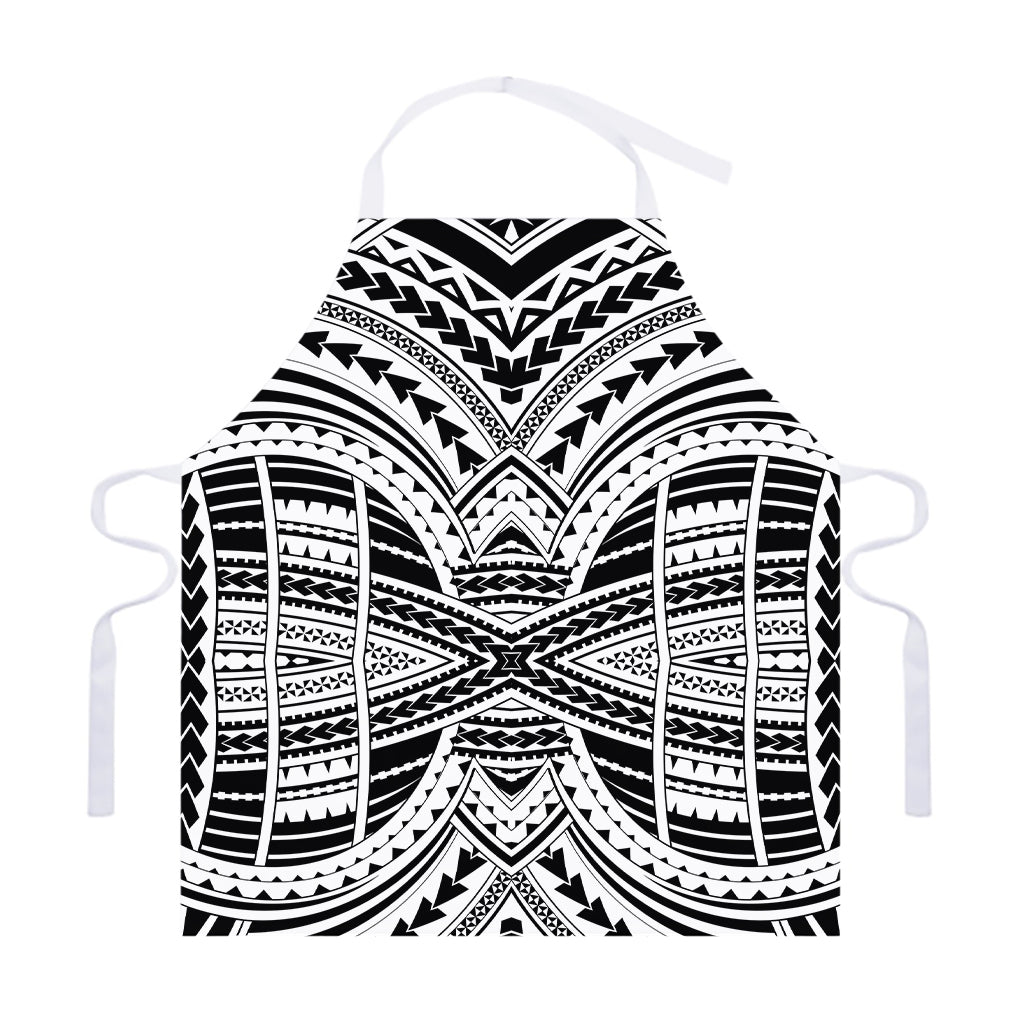 Black And White Maori Tribal Print Adjustable Apron