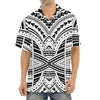 Black And White Maori Tribal Print Aloha Shirt