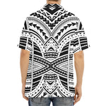 Black And White Maori Tribal Print Aloha Shirt