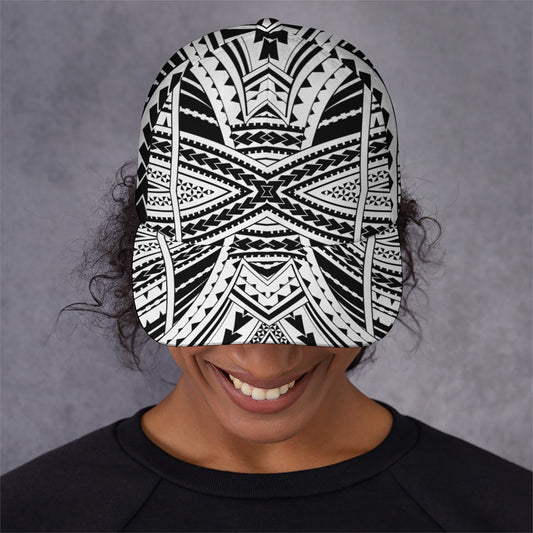 Black And White Maori Tribal Print Baseball Cap