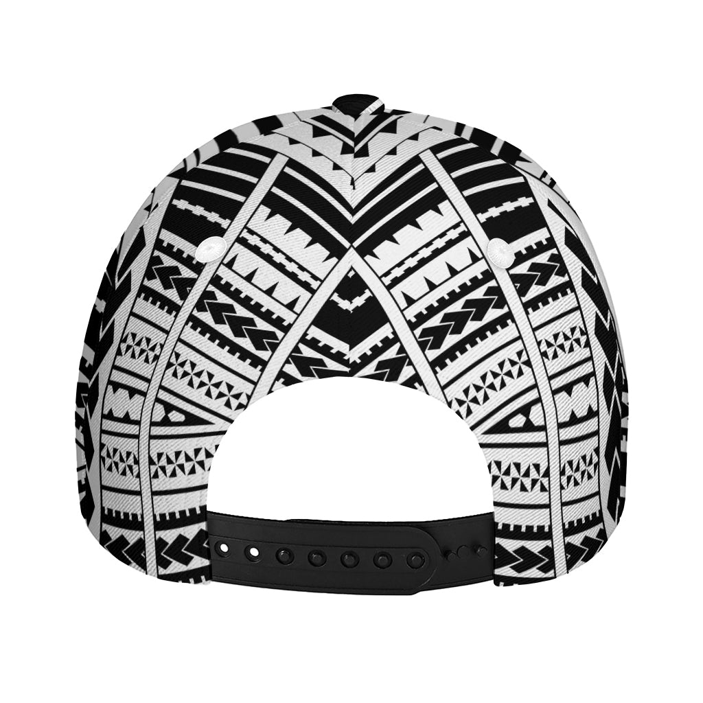 Black And White Maori Tribal Print Baseball Cap