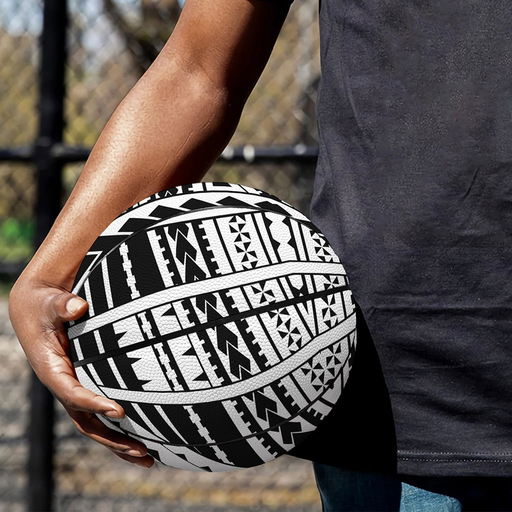 Black And White Maori Tribal Print Basketball