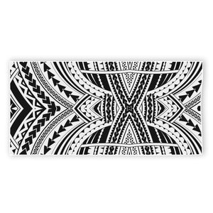 Black And White Maori Tribal Print Beach Towel