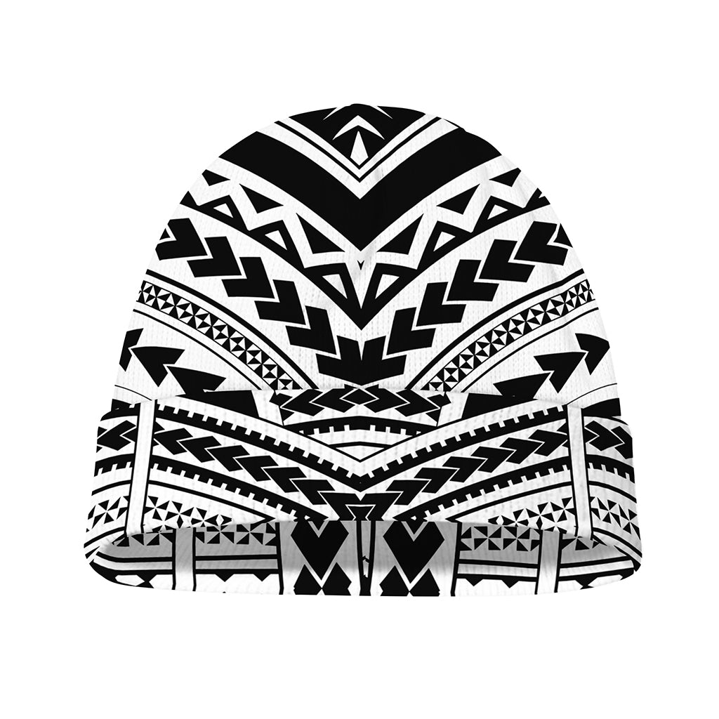 Black And White Maori Tribal Print Beanie