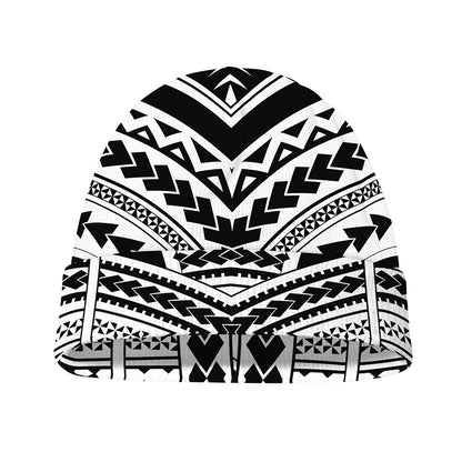 Black And White Maori Tribal Print Beanie