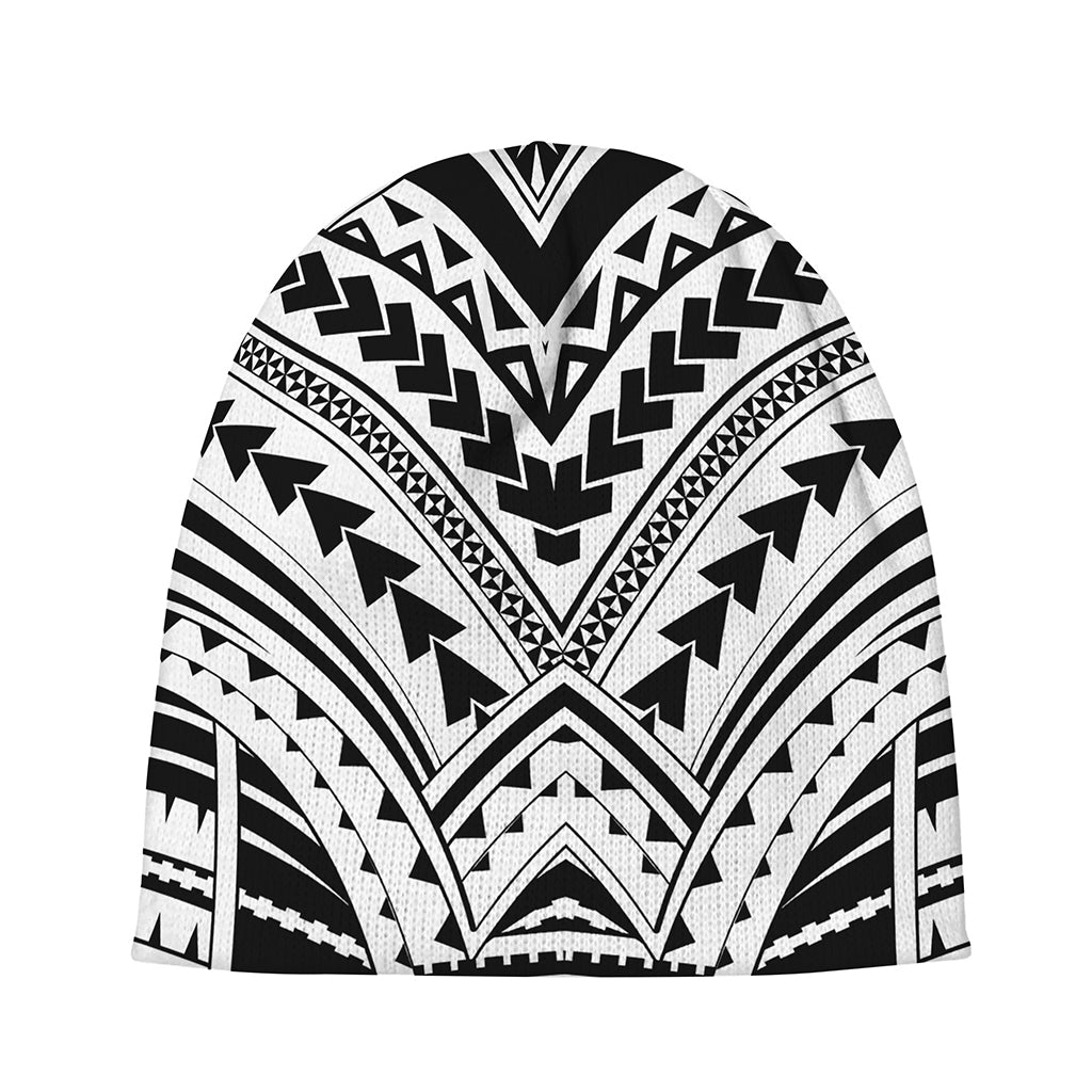 Black And White Maori Tribal Print Beanie
