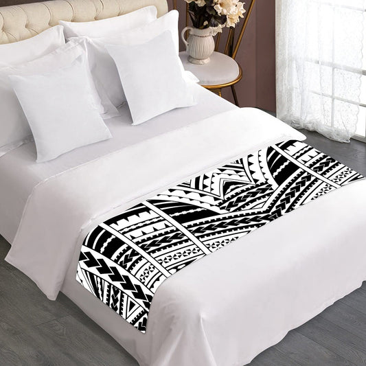 Black And White Maori Tribal Print Bed Runner