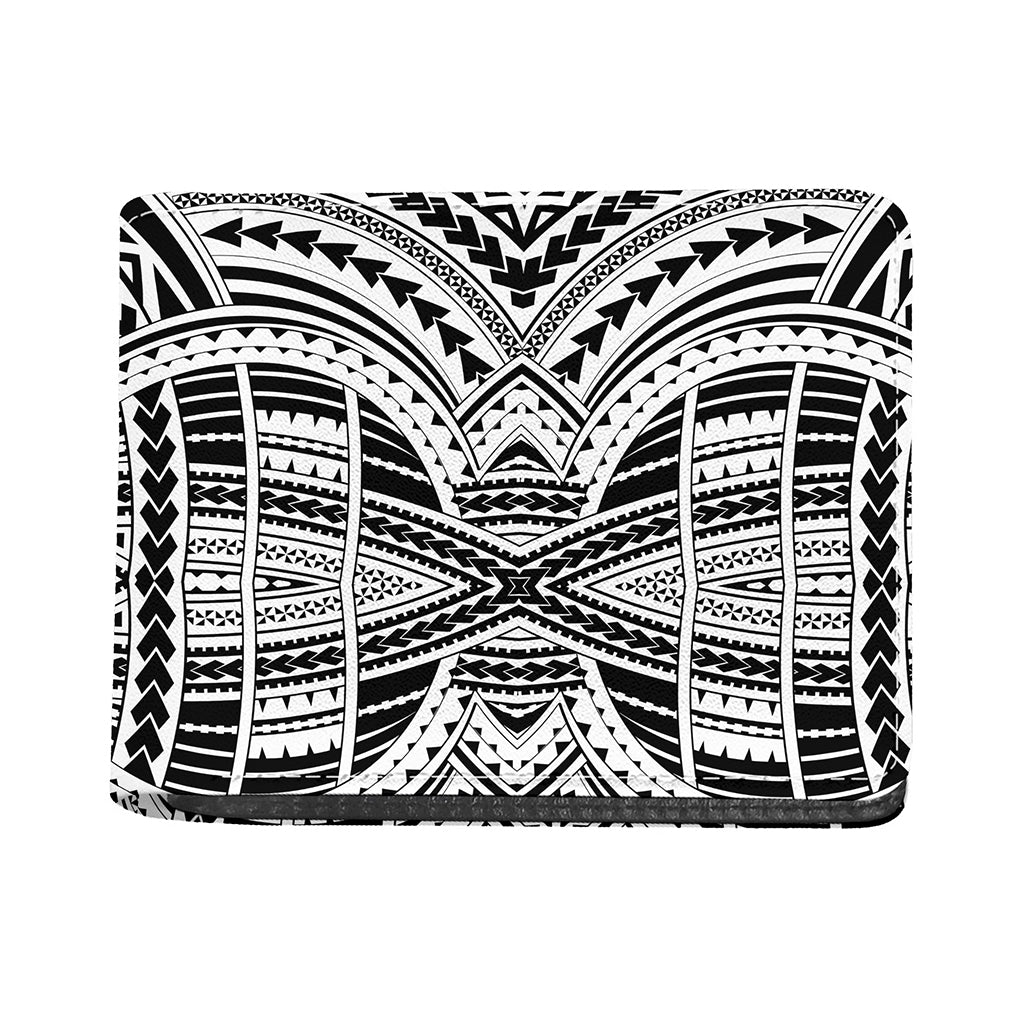 Black And White Maori Tribal Print Bifold Wallet