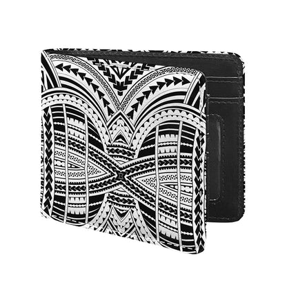 Black And White Maori Tribal Print Bifold Wallet