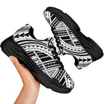 Black And White Maori Tribal Print Black Chunky Shoes