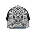 Black And White Maori Tribal Print Black Mesh Trucker Hat