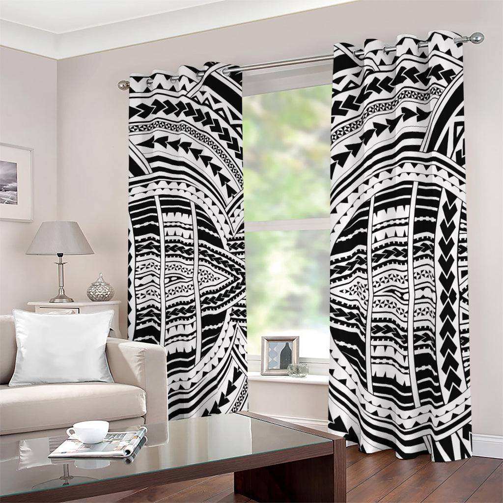 Black And White Maori Tribal Print Blackout Grommet Curtains