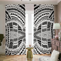 Black And White Maori Tribal Print Dimout Pencil Pleat Curtains