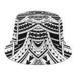 Black And White Maori Tribal Print Bucket Hat