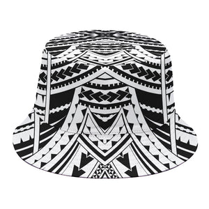 Black And White Maori Tribal Print Bucket Hat