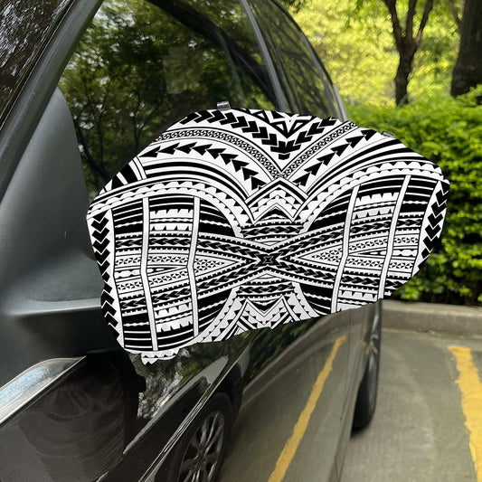 Black And White Maori Tribal Print Car Side Mirror Covers