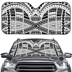 Black And White Maori Tribal Print Car Windshield Sun Shade