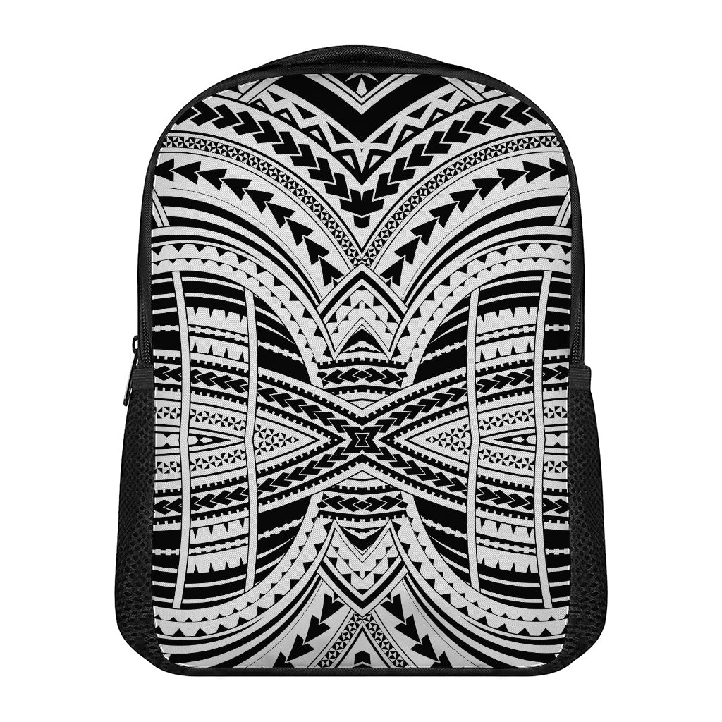Black And White Maori Tribal Print Casual Backpack