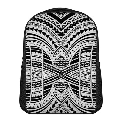 Black And White Maori Tribal Print Casual Backpack