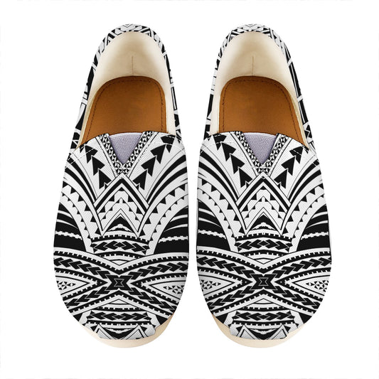 Black And White Maori Tribal Print Casual Shoes