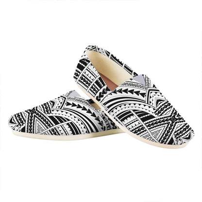 Black And White Maori Tribal Print Casual Shoes