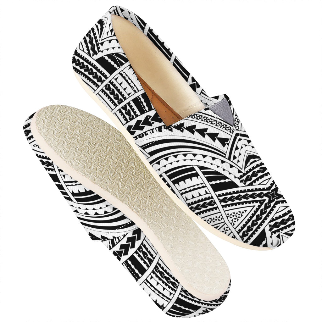 Black And White Maori Tribal Print Casual Shoes