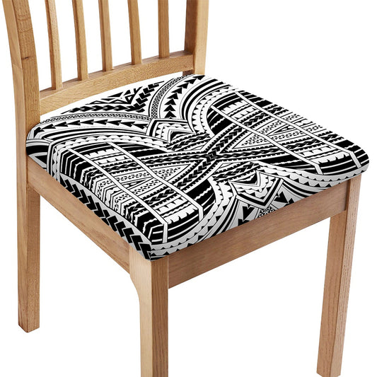 Black And White Maori Tribal Print Chair Cushion Cover