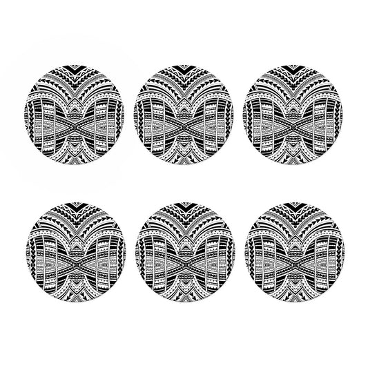Black And White Maori Tribal Print Coaster Set