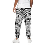 Black And White Maori Tribal Print Cotton Pants