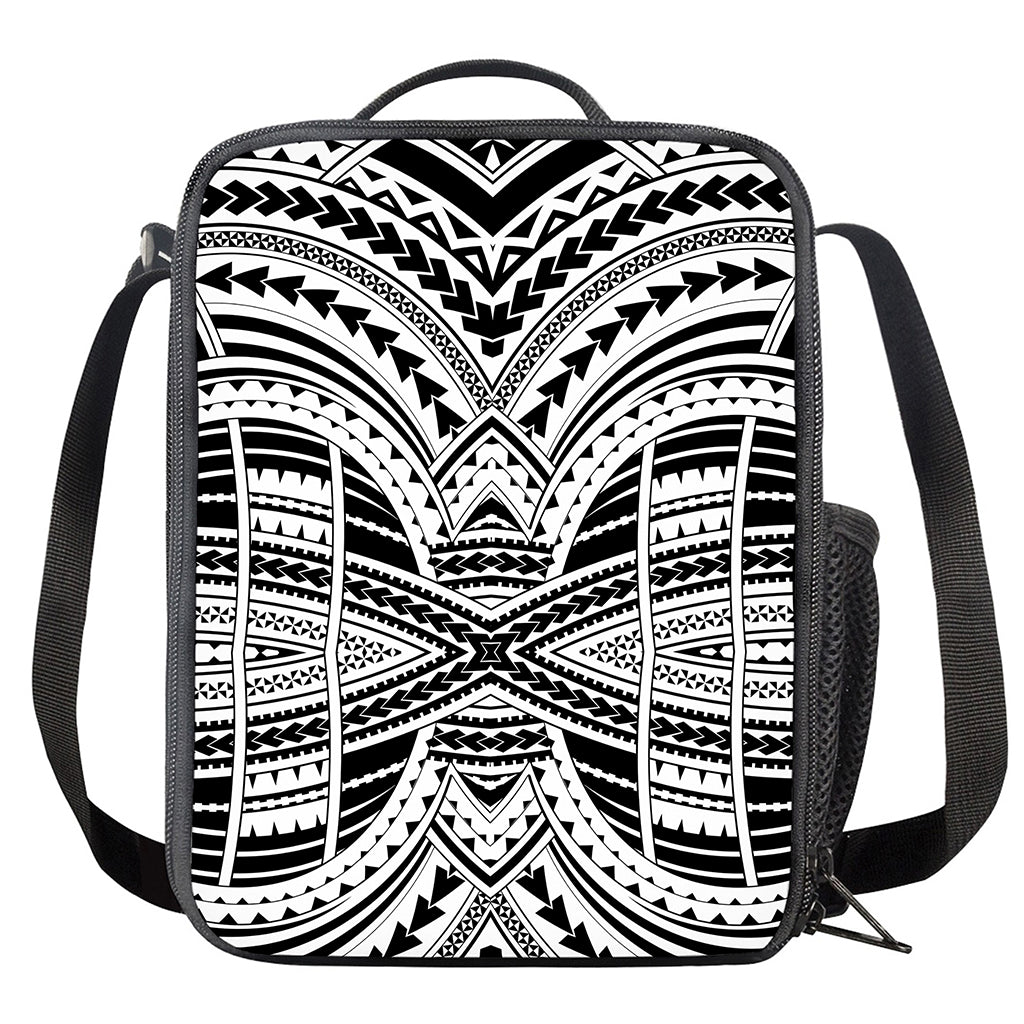 Black And White Maori Tribal Print Crossbody Lunch Bag