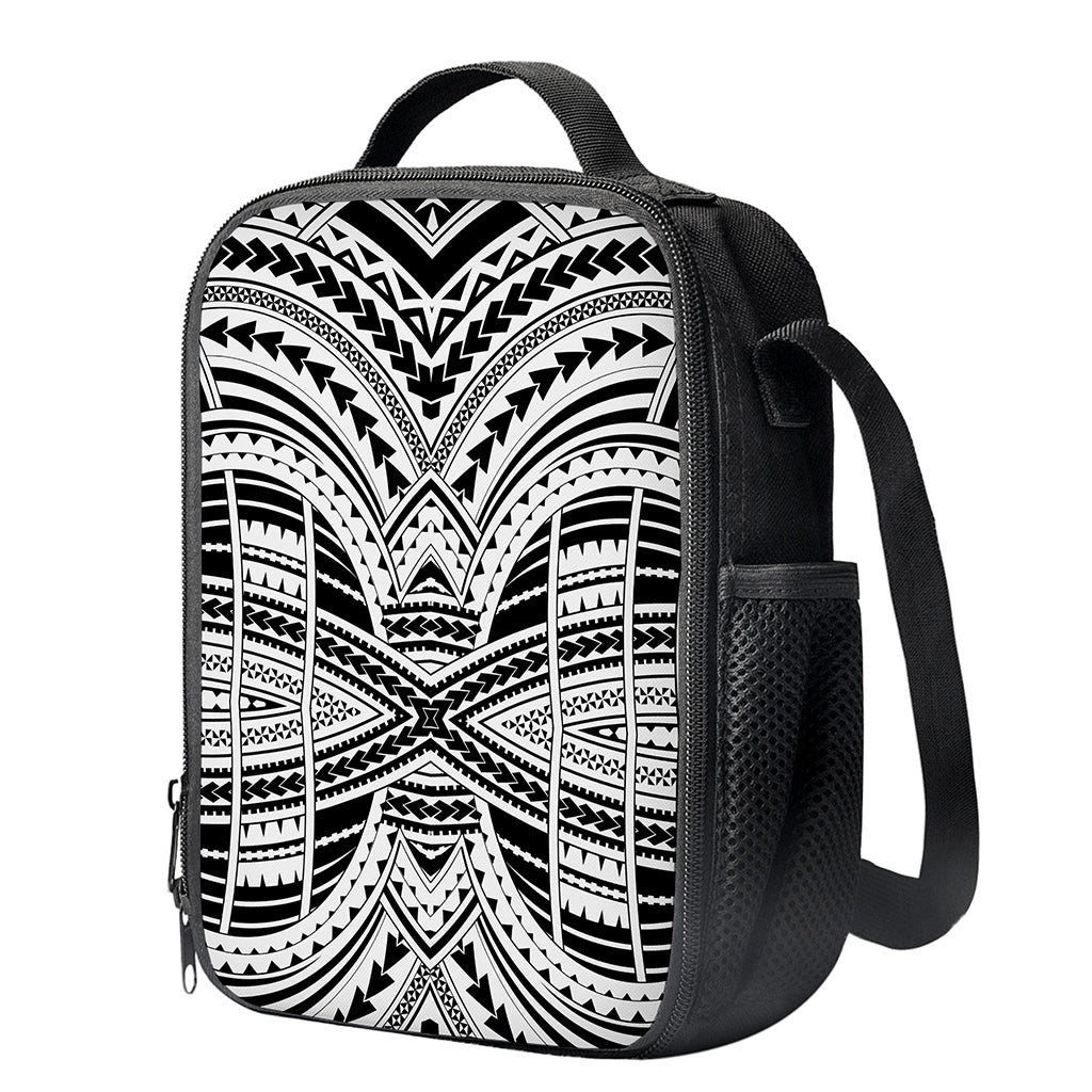 Black And White Maori Tribal Print Crossbody Lunch Bag