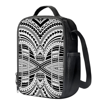 Black And White Maori Tribal Print Crossbody Lunch Bag