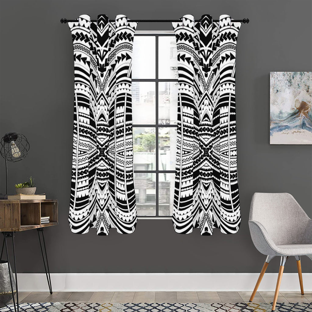Black And White Maori Tribal Print Curtain