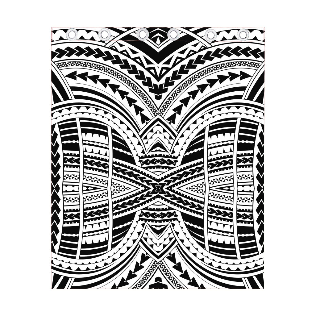 Black And White Maori Tribal Print Curtain