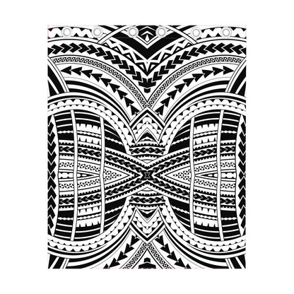 Black And White Maori Tribal Print Curtain