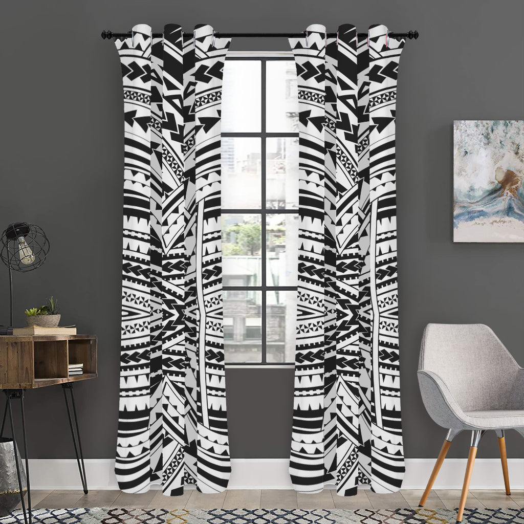 Black And White Maori Tribal Print Curtain