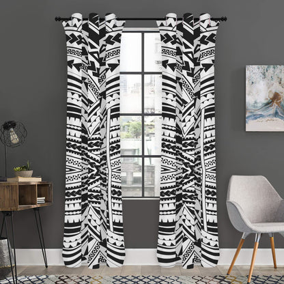 Black And White Maori Tribal Print Curtain