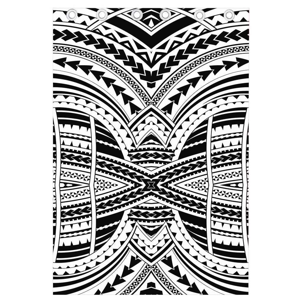 Black And White Maori Tribal Print Curtain