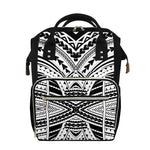 Black And White Maori Tribal Print Diaper Bag