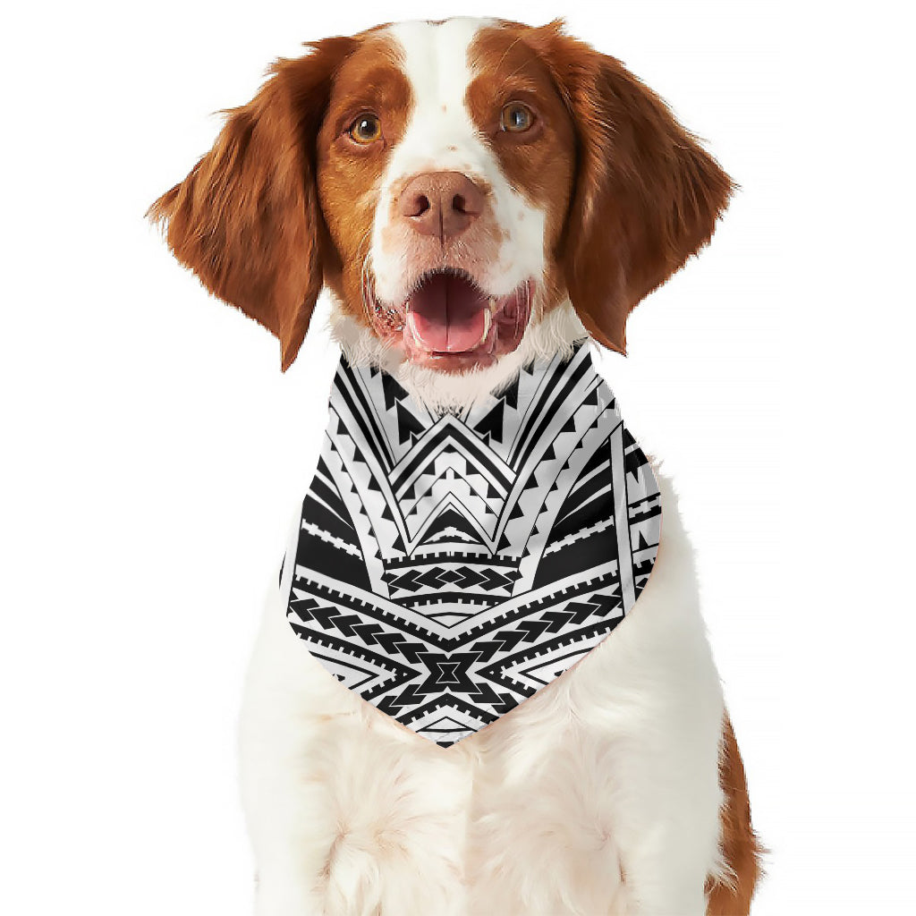 Black And White Maori Tribal Print Dog Bandana