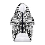 Black And White Maori Tribal Print Dog Zip Up Hoodie