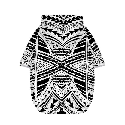Black And White Maori Tribal Print Dog Zip Up Hoodie