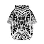 Black And White Maori Tribal Print Dog Zip Up Hoodie